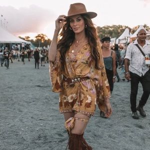 Bohemian Dahlia Floral Kimono Mini Dress